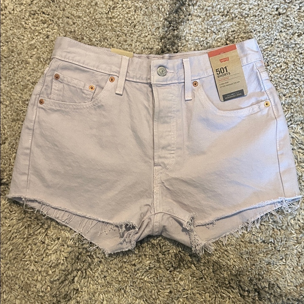 Levi 501 high rise 5 button closure lavender shorts size 28 NWT - Picture 4 of 8